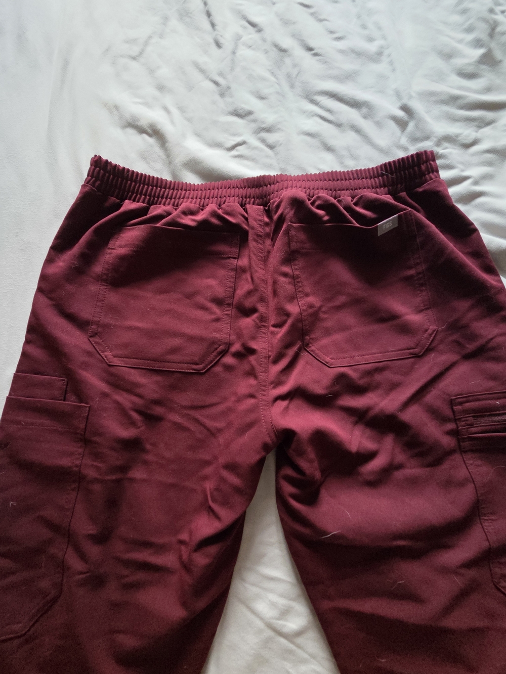 Figs Women's Maroon Cargo Straight Leg Scrub Pants Petite - Picture 2 of 3